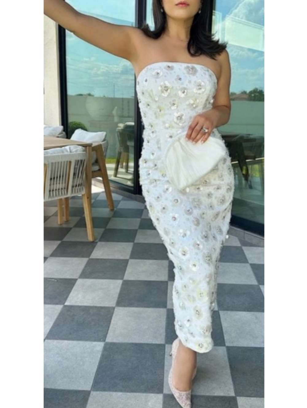 MILLY Kait Fleur Paillette Midi Dress US 2 NEW Bridal‎ Embellished Beaded